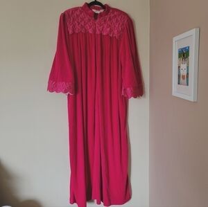 Vintage 80s Diamond Tea Velour Velvet Pink Robe